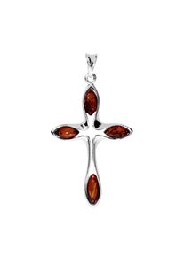 OSTSEE-SCHMUCK Damen Ketten-Anhänger "OSTSEE-SCHMUCK Anhänger Kreuz 38 x 24 mm", 46 x 24mm, Silber 925 (Sterlingsilber), 2,3 g, weiß, Silber 925