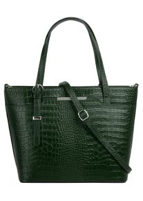 CLUTY Damen Henkeltasche, grün, Leder, Reptilienprägung, Taschen, echt Leder, Made in Italy