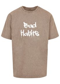 Merchcode Herren T-Shirt "Merchcode Herren Bad Habits Acid Washed Heavy Oversized Tee", grün, casual, Gr. M, bedruckt, 100% Baumwolle, Shirts
