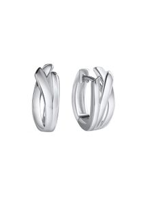 Vivance Damen Paar Creolen "925-Sterling Silber rhodiniert", ONE-SIZE, Silber 925 (Sterlingsilber), weiß, Silber 925 (Sterlingsilber), Ohrringe