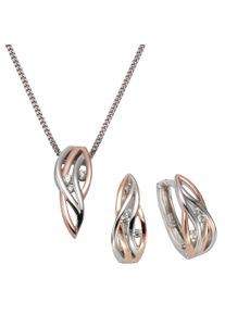 ZEEme Damen Paar Creolen "Silber 925 zweifarbig mit Zirkonia weiß", ONE-SIZE, Silber 925 (Sterlingsilber), weiß, Silber 925 (Sterlingsilber), Ohrringe
