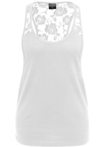 Urban Classics Herren Muskelshirt "Urban Classics Damen Ladies Flower Laces Loose Tank", weiß, casual, Gr. M, geblümt, 100% Baumwolle, Shirts