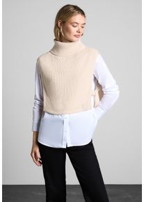 Street One Damen Strickcape, weiß, casual, unifarben, Stoff, 50% Polyacryl, 50% Polyester, Strickjacken, aus softem Materialmix