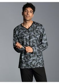 TRIGEMA Herren Schlafanzug "TRIGEMA Pyjama-Oberteil mit kunstvollem Allover-Print", Gr. XXL, schwarz, 100% Baumwolle, casual, Homewear-Sets