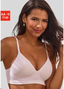 Lascana Damen Push-up-BH "COMFY BRA", Gr. 75, weiß, Piquu00e9, Obermaterial: 50% Baumwolle, 33% Polyamid, 14% Polyester, 3% Elasthan, Basic, BHs,