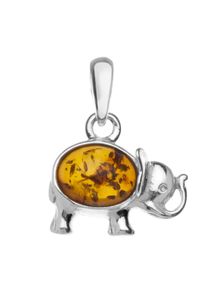 OSTSEE-SCHMUCK Damen Ketten-Anhänger "OSTSEE-SCHMUCK Anhänger Elefant Anhänger Elefant", 22 x 18mm, Silber 925 (Sterlingsilber), 2.4 g, weiß, Silber