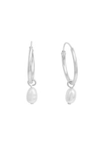 ZEEme Damen Paar Creolen "925 Silber rhodiniert Perle weiß", ONE-SIZE, Silber 925 (Sterlingsilber), weiß, Silber 925 (Sterlingsilber), Ohrringe