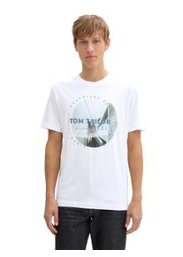Tom Tailor Herren T-Shirt, weiß, casual, Gr. M, bedruckt, Jersey, Obermaterial: 100% Baumwolle, Shirts, mit Foto-Print