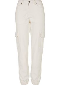 Urban Classics Damen Stoffhose "Urban Classics Damen Ladies Organic Stretch Denim Cargo Pants", weiß, Gr. 31, unifarben, 50% Baumwolle (Bio), 48%
