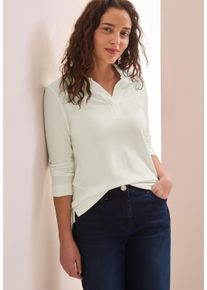 Cecil Damen 3/4-Arm-Shirt, weiß, casual, Gr. XXL, unifarben, Jersey, Obermaterial: 48% Baumwolle, 48% Modal, 4% Elasthan, Shirts, mit Polokragen