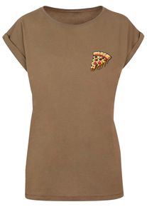 Merchcode Herren T-Shirt "Merchcode Damen Ladies Pizza Comic Extended Shoulder Tee", grün, casual, Gr. S, bedruckt, 100% Baumwolle, Shirts