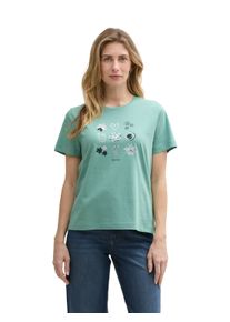 Tom Tailor Damen T-Shirt, grün, casual, Gr. XL, bedruckt, unifarben, Jersey, Obermaterial: 100% Baumwolle, Shirts, mit Frontprint