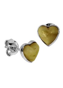 OSTSEE-SCHMUCK Damen Paar Ohrstecker "OSTSEE-SCHMUCK Ohrstecker Herz Ohrstecker Herz", 7 x 7mm, Silber 925 (Sterlingsilber), weiß, Silber 925