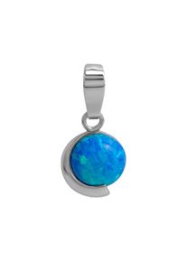 Vivance Damen Ketten-Anhänger "925/- Sterling Silber rhodiniert imit. Opal blau", ONE-SIZE, Silber 925 (Sterlingsilber), 0,7 g, weiß, Silber 925