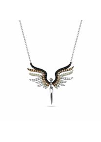 dKeniz Damen Kette mit Anhänger "925/- Sterling Silber Engel-Kette", 42cm + 3cm, Silber 925 (Sterlingsilber), L: 45cm B: 29.5mm, weiß, Silber 925