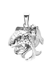 OSTSEE-SCHMUCK Damen Ketten-Anhänger "OSTSEE-SCHMUCK Anhänger Tierkreiszeichen Fische", 25 x 18mm, Silber 925 (Sterlingsilber), 2,3 g, weiß, Silber