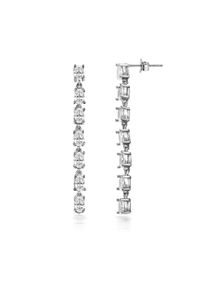dKeniz Damen Paar Ohrhänger "925/- Sterling Silber rhodiniert Glänzend 5cm Zirkonia Weiß", ONE-SIZE, Silber 925 (Sterlingsilber), weiß, Silber 925