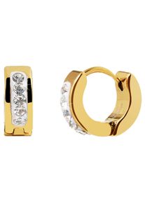 Adelia´s ADELIA ́S Damen Paar Creolen "Neuheit 2025 - Damen Creolen aus Edelstahl und Strass Ø 7 mm", Damen, Edelstahl, weiß, Edelstahl, Ohrringe