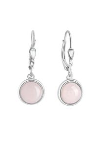 ZEEme Damen Paar Ohrhänger "Silber 925 mitechtem Rosenquarz", ONE-SIZE, Silber 925 (Sterlingsilber), weiß, Silber 925 (Sterlingsilber), Ohrringe