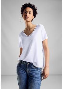 Street One Damen T-Shirt, weiß, casual, Gr. 38, unifarben, Jersey, Obermaterial: 80% Polyester, 20% Viskose, Shirts, mit Viskose