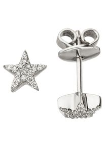 Jobo Damen Paar Ohrstecker "Stern", SI = kleine Einschlüsse, Weißgold 585-Diamanten, weiß, Weißgold 585, Diamanten, Ohrringe, 585 Weißgold mit 32