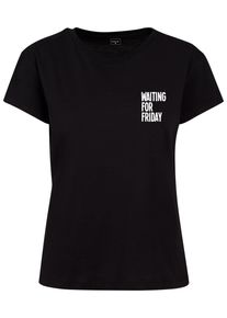 MisterTee Herren T-Shirt "MisterTee Damen Ladies Waiting For Friday Box Tee", schwarz, casual, Gr. XS, bedruckt, 100% Baumwolle, Shirts