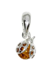 OSTSEE-SCHMUCK Damen Ketten-Anhänger "OSTSEE-SCHMUCK Anhänger kleiner Marienkäfer", 18 x 7mm, Silber 925 (Sterlingsilber), 1.0 g, weiß, Silber 925