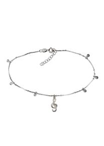 ZEEme Damen Fußkette "Silber 925 rhodiniert 23+2cm lang mit Motiv Violin-Schlüssel", 23 + 2cm, Silber 925 (Sterlingsilber), weiß, Silber 925