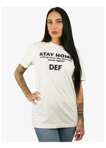 DEF Herren Kurzarmshirt "DEF Herren Stay Home T-Shirt", weiß, casual, Gr. XS, bedruckt, 100% Baumwolle, Shirts