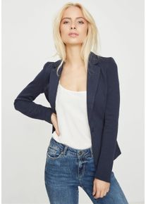 Véro Moda VERO MODA Damen Jerseyblazer "VMJULIANE LS BLAZER DNM EXP", blau, modisch, Gr. 40, unifarben, Web, Obermaterial: 66% Polyester, 34% Baumwolle, Blazer