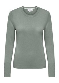 Only Damen Rundhalspullover "ONLJULIE LIFE LS BUTTON O-NECK CC KNT", grün, modisch, Gr. XL, unifarben, Strick, Obermaterial: 80% Viskose, 20% Nylon,