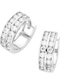 Firetti Damen Paar Creolen "Schmuck Geschenk Gold 375 Ohrschmuck Ohrringe Klappcreolen 2-rhg Optik", Weißgold 375, weiß, Weißgold 375, Ohrringe, mit