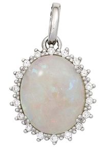 Jobo Damen Ketten-Anhänger "Anhänger oval", SI = kleine Einschlüsse, Weißgold 585-Diamanten, weiß, Weißgold 585, Diamanten, Schmuckanhänger, 585