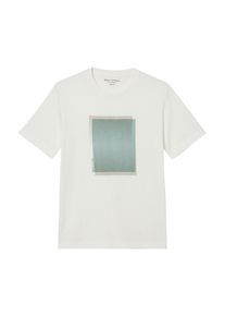 Marc O'Polo MARC O'POLO Herren T-Shirt, weiß, casual, Gr. M, Single Jersey, Obermaterial: 100% Baumwolle, Shirts, geometrischer Print mit Streifenmuster