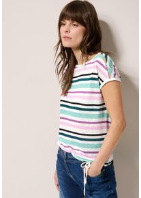 Cecil Damen T-Shirt, grün, casual, Gr. L, gestreift, Jersey, Obermaterial: 65% Viskose, 35% Polyester, Shirts, mit Streifen Muster