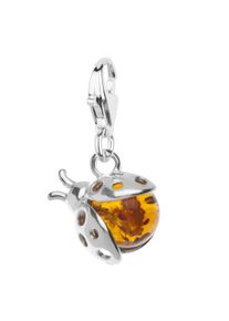 OSTSEE-SCHMUCK Damen Ketten-Anhänger "OSTSEE-SCHMUCK Charm-Einhänger Marienkäfer", 20 x 7mm, Silber 925 (Sterlingsilber), 0.8 g, weiß, Silber 925