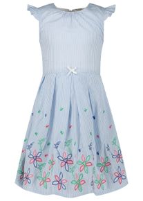 SALT & PEPPER SALT AND PEPPER Mädchen Jerseykleid "Gewebt", weiß, casual, Gr. 98, geblümt, gestreift, 100% Baumwolle, Kleider, mit Blumen-Stickerei