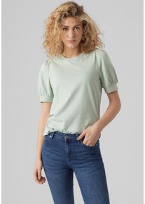Véro Moda VERO MODA Damen T-Shirt "VMKERRY 2/4 O-NECK TOP VMA JRS NOOS", grün, feminin, Gr. XS, Jersey, Obermaterial: 100% Baumwolle, Shirts, mit