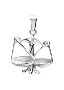 OSTSEE-SCHMUCK Damen Ketten-Anhänger "OSTSEE-SCHMUCK Anhänger Tierkreiszeichen Waage", 25 x 17mm, Silber 925 (Sterlingsilber), 1.7 g, weiß, Silber