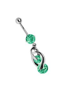 Adelia´s ADELIA ́S Damen Bauchnabelpiercing "Piercing Bauchnabelpiercing", grün, Titan, Piercings, offener 8mm Stein mit filigranem Doppelsteinhänger