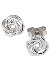 Jobo Damen Paar Ohrstecker, P2 = erkennbare Einschlüsse, Weißgold 585-Diamanten, weiß, Weißgold 585, Diamanten, Ohrringe, verschlungen 585 Weißgold