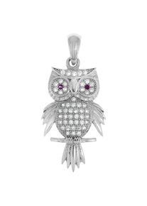 Vivance Damen Ketten-Anhänger "925/- Sterling Silber rhodiniert Motiv Eule", ONE-SIZE, Silber 925 (Sterlingsilber), 4,1 g, weiß, Silber 925
