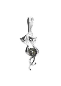 OSTSEE-SCHMUCK Damen Ketten-Anhänger "OSTSEE-SCHMUCK Anhänger Katze Anhänger Katze", 27 x 10mm, Silber 925 (Sterlingsilber), 1.2 g, weiß, Silber 925