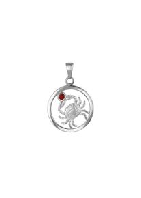 Vivance Damen Ketten-Anhänger "925/- Sterling Silber rhodiniert Sternzeichen Krebs Monatsstein", ONE-SIZE, Silber 925 (Sterlingsilber), 1,2 g, weiß,