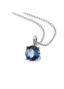 OROLINO Damen Kette mit Anhänger "Gold 585 mit Blautopas (beh.) London Blue 45cm lang", 45cm, Gold, L: 45cm B: 7.0mm, weiß, Gold, B:7.0mm, Halsketten