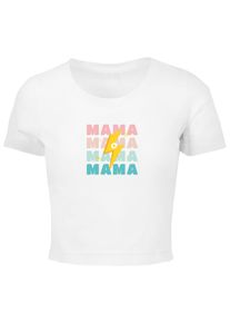 Merchcode Herren T-Shirt "Merchcode Damen Ladies Mothers Day - Mama Cropped Tee", weiß, klassisch, Gr. S, bedruckt, 95% Baumwolle, 5% Elasthan, Shirts