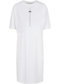Merchcode Damen Shirtkleid "Merchcode Damen Ladies Think Different Oversized Slit Tee Dress", weiß, klassisch, Gr. M, 100% Baumwolle, Kleider