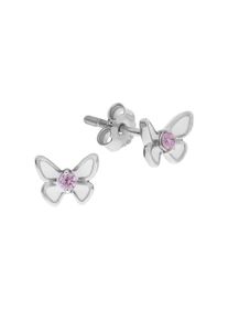 ZEEme Paar Ohrstecker "Silber 925 Schmetterling Zirkonia pink", ONE-SIZE, Silber 925 (Sterlingsilber), weiß, Silber 925 (Sterlingsilber), Ohrringe