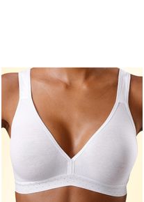 Petite Fleur Damen Sport-BH, Gr. 70, weiß, Jersey, Obermaterial: 75% Baumwolle, 15% Elasthan, 10% Polyester, sportlich, BHs, ohne Bügel für Yoga