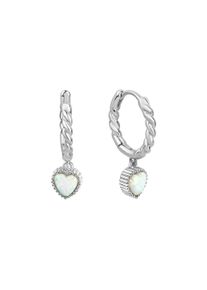 Vivance Damen Paar Creolen "925/- Sterling Silber rhodiniert synth. Opal", ONE-SIZE, Silber 925 (Sterlingsilber), weiß, Silber 925 (Sterlingsilber),